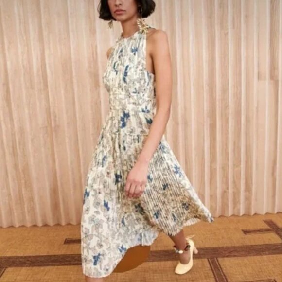 NWOT ULLA JOHNSON Amalthea Silk Midi Dress in Jasmine XS $795 - Picture 1 of 11